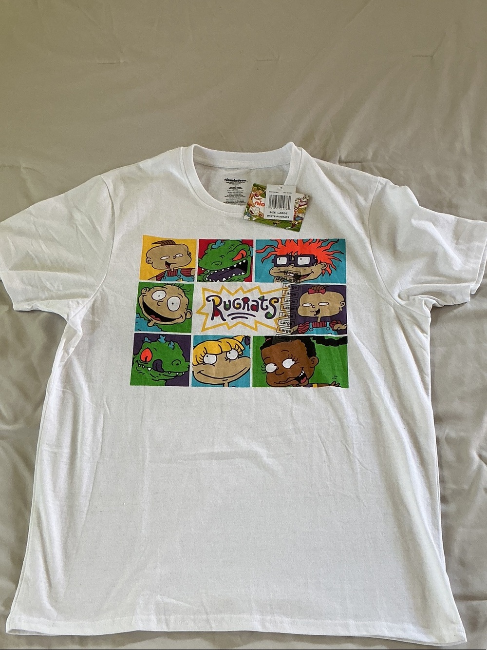 Nickelodeon Rugrats Character Grid Tee - White with Multicolor Print size L